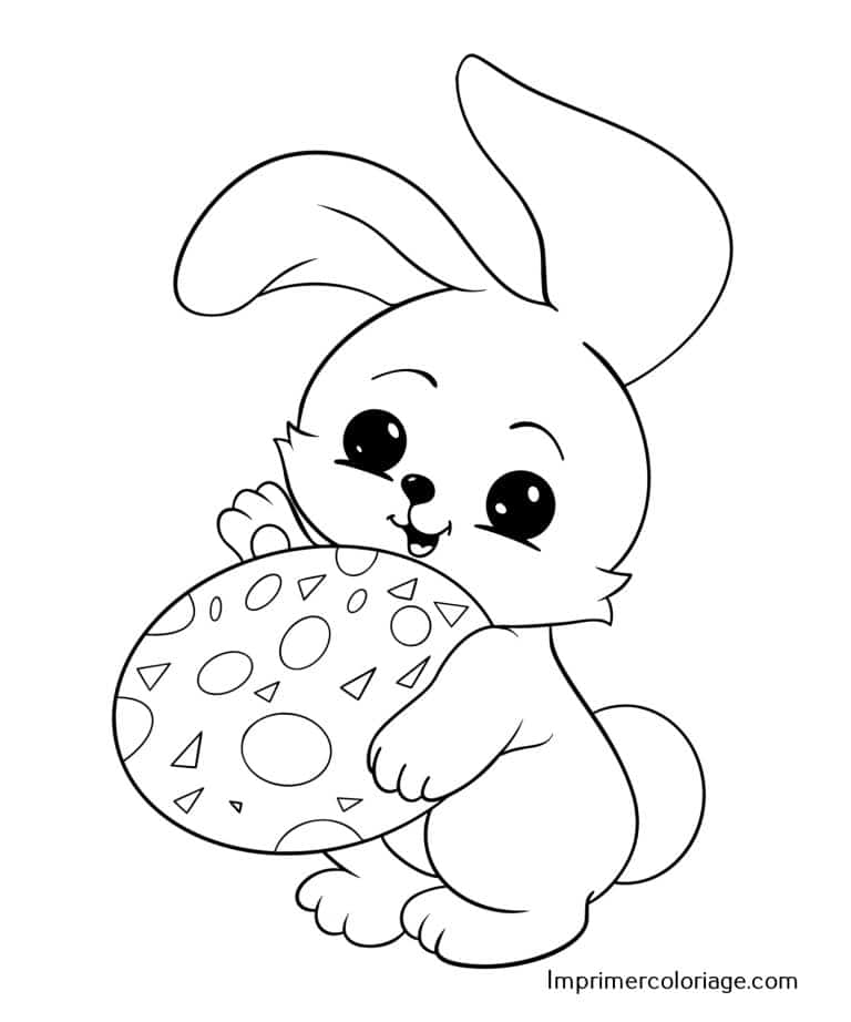 Mignon Lapin de Pâques à colorier Coloriage de Mignon lapin de Pâques, imprimer gratuitement
