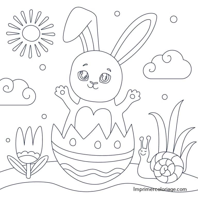 Lapin de Pâques à colorier jardin Coloriage de lapin de Pâques, imprimer gratuitement dans jardin