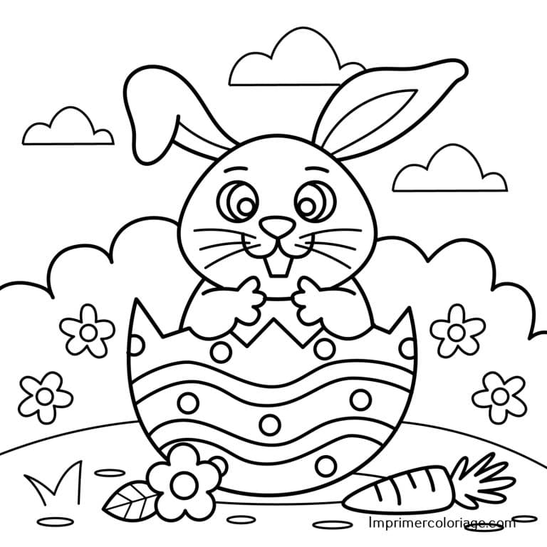 Lapin de Pâques à colorier malin Coloriage de lapin malin de Pâques, imprimer gratuitement