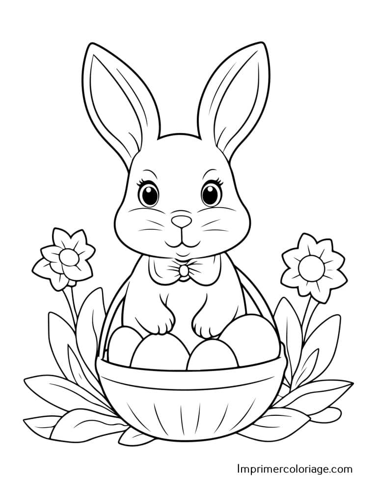 Lapin de Pâques à colorier sage Coloriage de lapin sage de Pâques, imprimer gratuitement