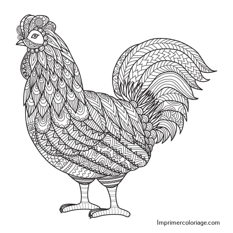 Coloriage P&acirc;ques Mandala poule technique | Dessin gratuit &agrave; imprimer