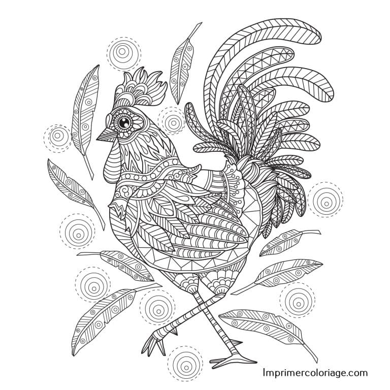 Coloriage P&acirc;ques Mandala poule | Dessin gratuit &agrave; imprimer