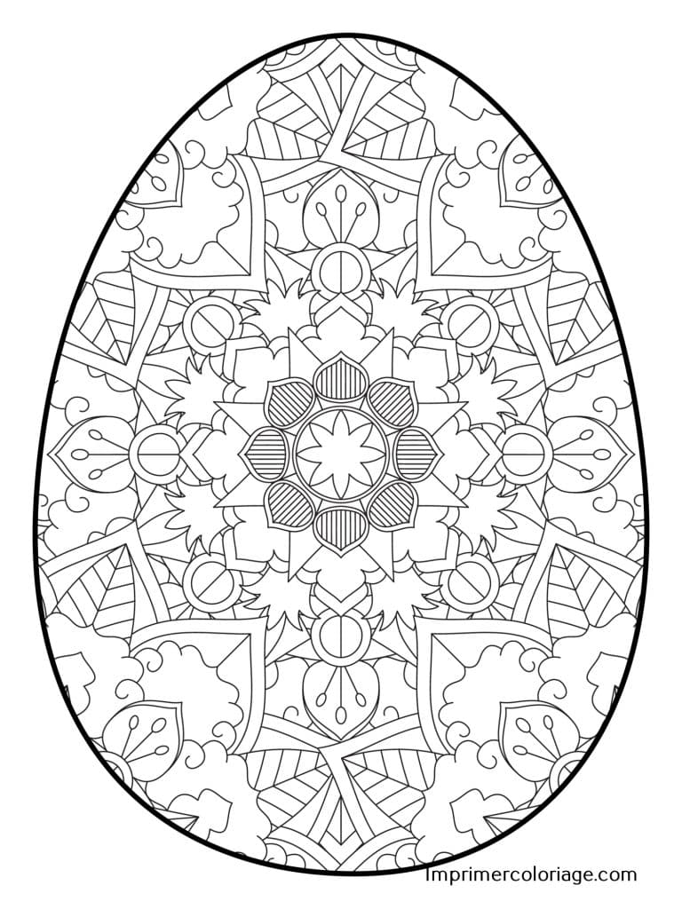 Coloriage P&acirc;ques Mandala d&eacute;butant | Dessin gratuit &agrave; imprimer