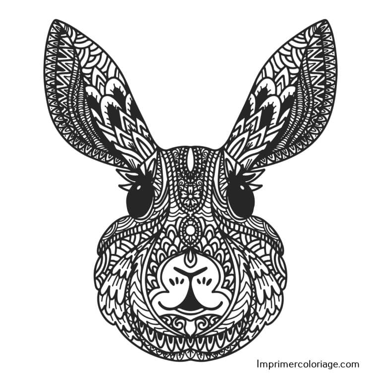 Coloriage P&acirc;ques lapin Mandala | Dessin gratuit &agrave; imprimer