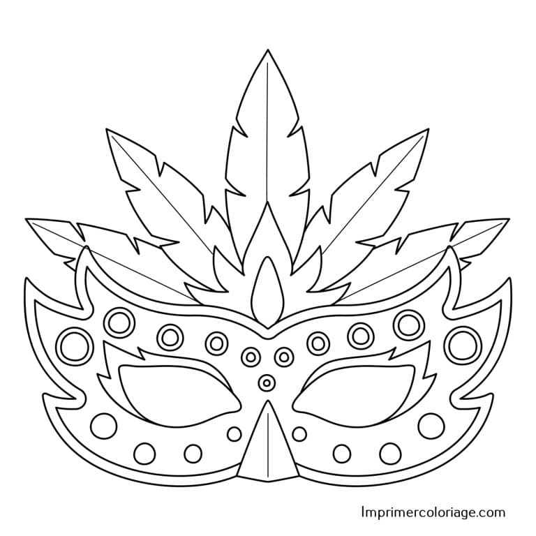 Masque de carnaval &agrave; imprimer et colorier niveau facile