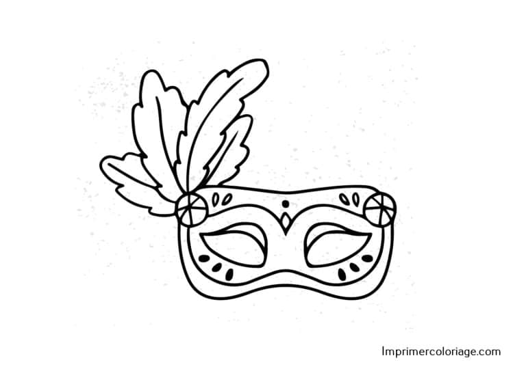 Masque de carnaval &agrave; imprimer et colorier avec plumes