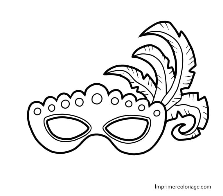 Masque de carnaval plume &agrave; imprimer et colorier