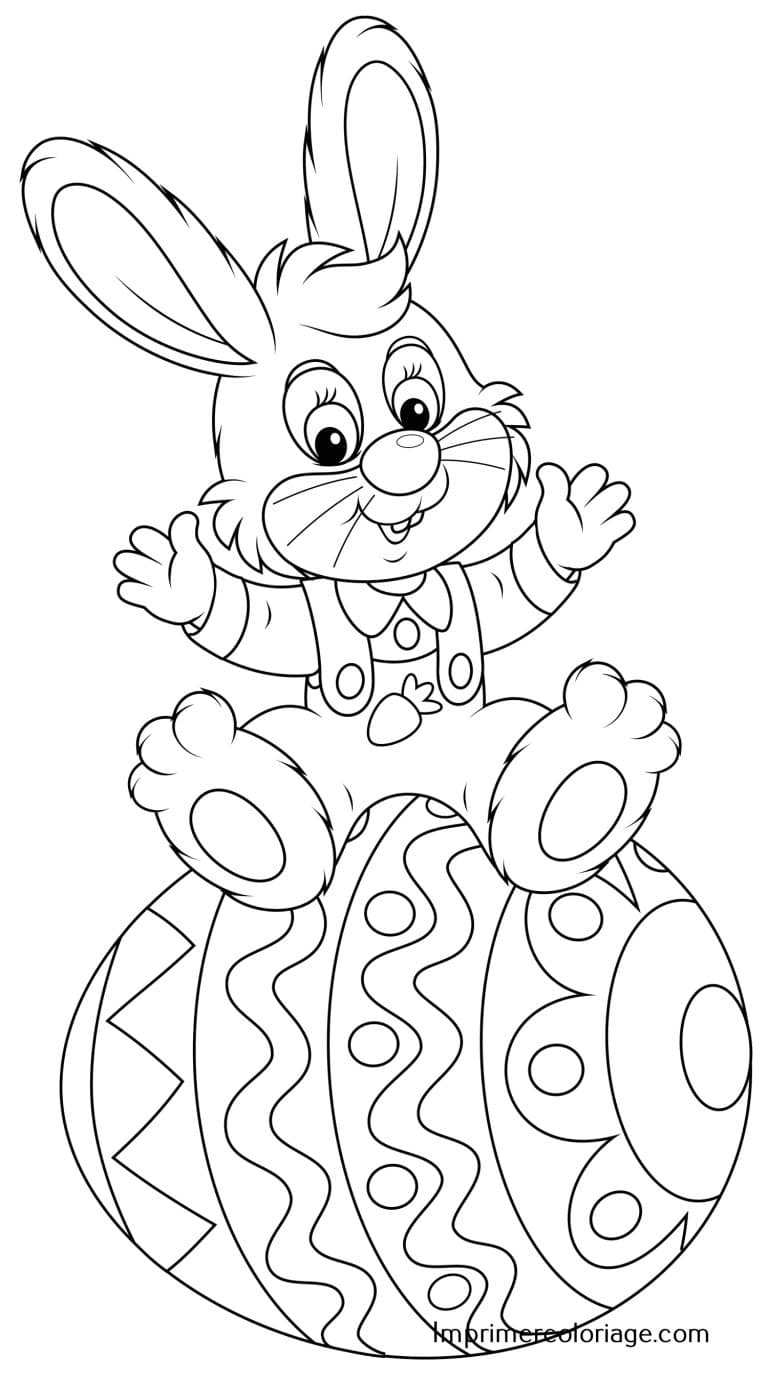 Coloriage Oeuf de P&acirc;ques et lapinou &agrave; imprimer gratuitement