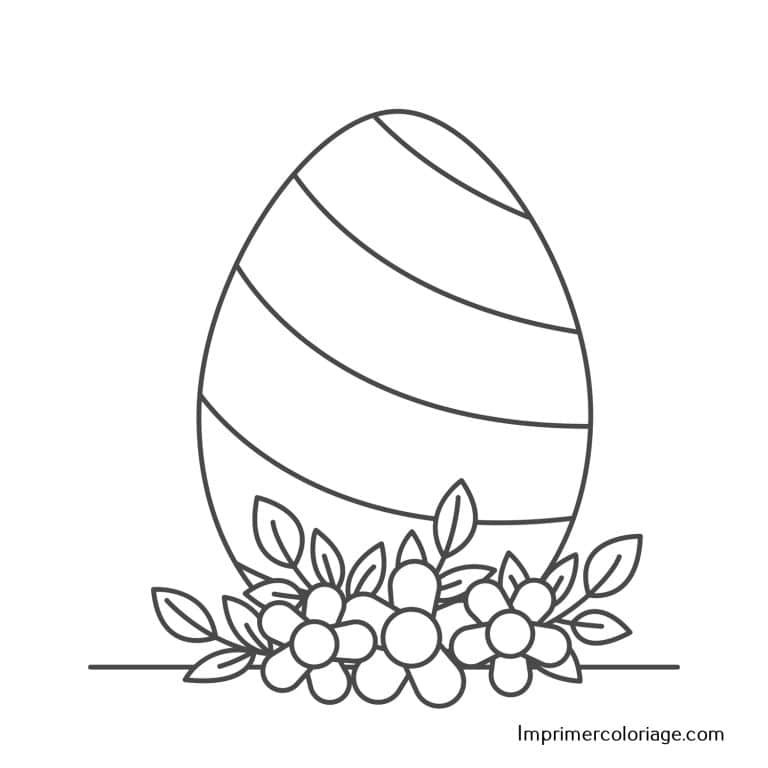 Coloriage Oeuf de P&acirc;ques jardin &agrave; imprimer gratuitement