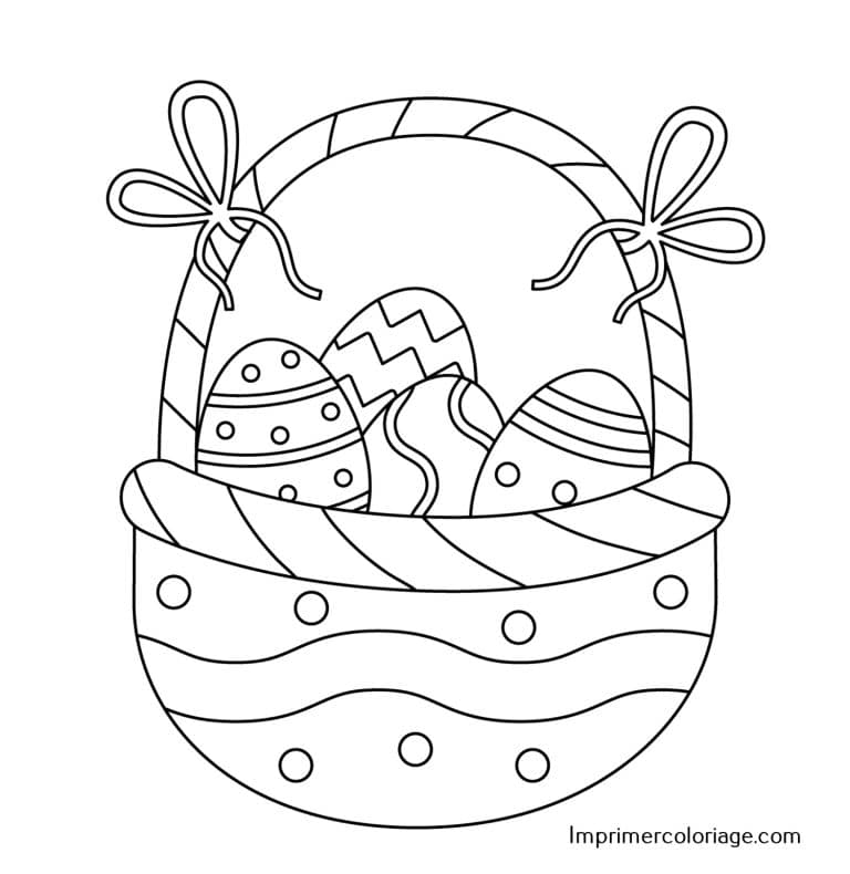 Coloriage panier de P&acirc;ques &agrave; imprimer gratuitement simple