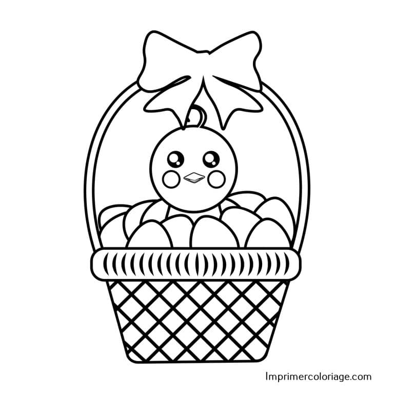 Coloriage panier de P&acirc;ques &agrave; imprimer gratuitement facile