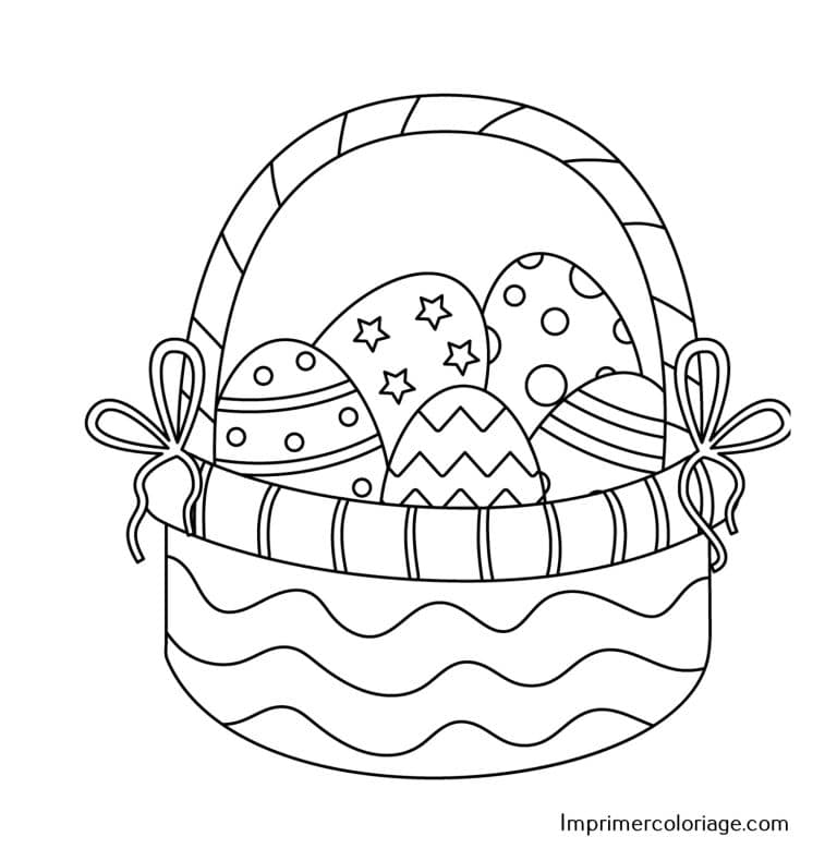 Coloriage panier de P&acirc;ques &agrave; imprimer gratuitement 4