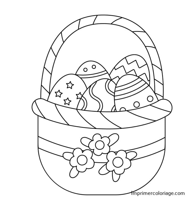 Coloriage panier de P&acirc;ques &agrave; imprimer gratuitement 5