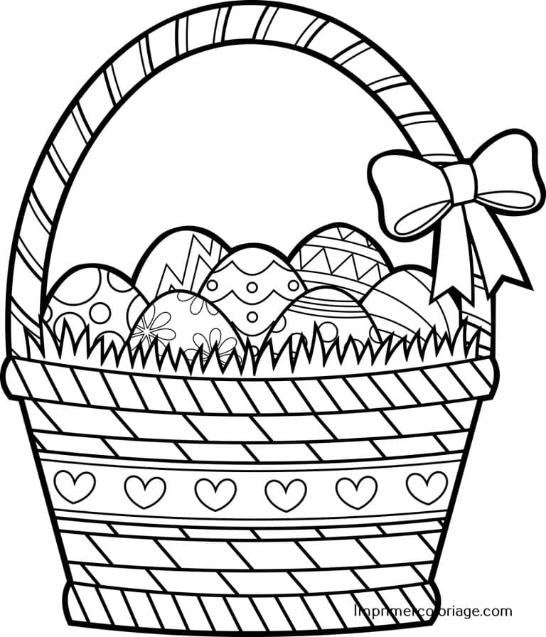 Coloriage panier de P&acirc;ques &agrave; imprimer gratuitement ms