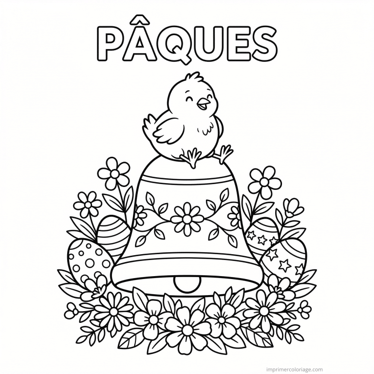 coloriage paques cloche poussin dessus oeufs à imprimer coloriage paques cloche poussin dessus oeufs - dessin gratuit à imprimer