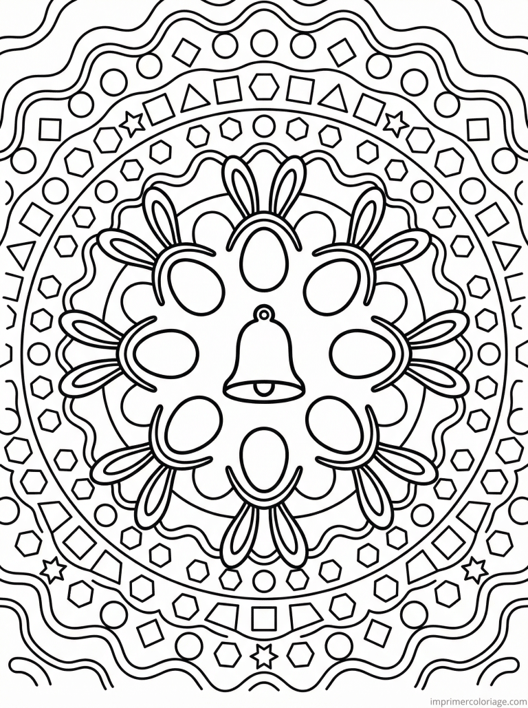 coloriage paques mandala adulte cloche oeufs oreilles - dessin gratuit &agrave; imprimer