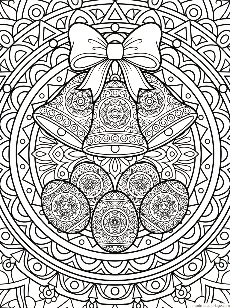 coloriage paques mandala adulte trois cloches oeufs arc - dessin gratuit &agrave; imprimer