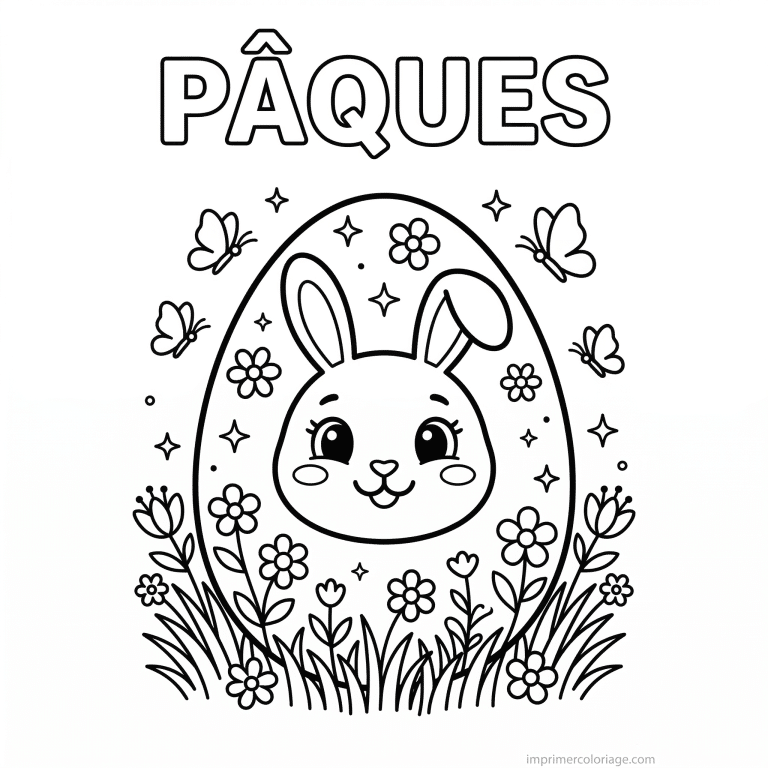 coloriage paques oeuf visage lapin fleurs à imprimer coloriage paques oeuf visage lapin fleurs - dessin gratuit à imprimer