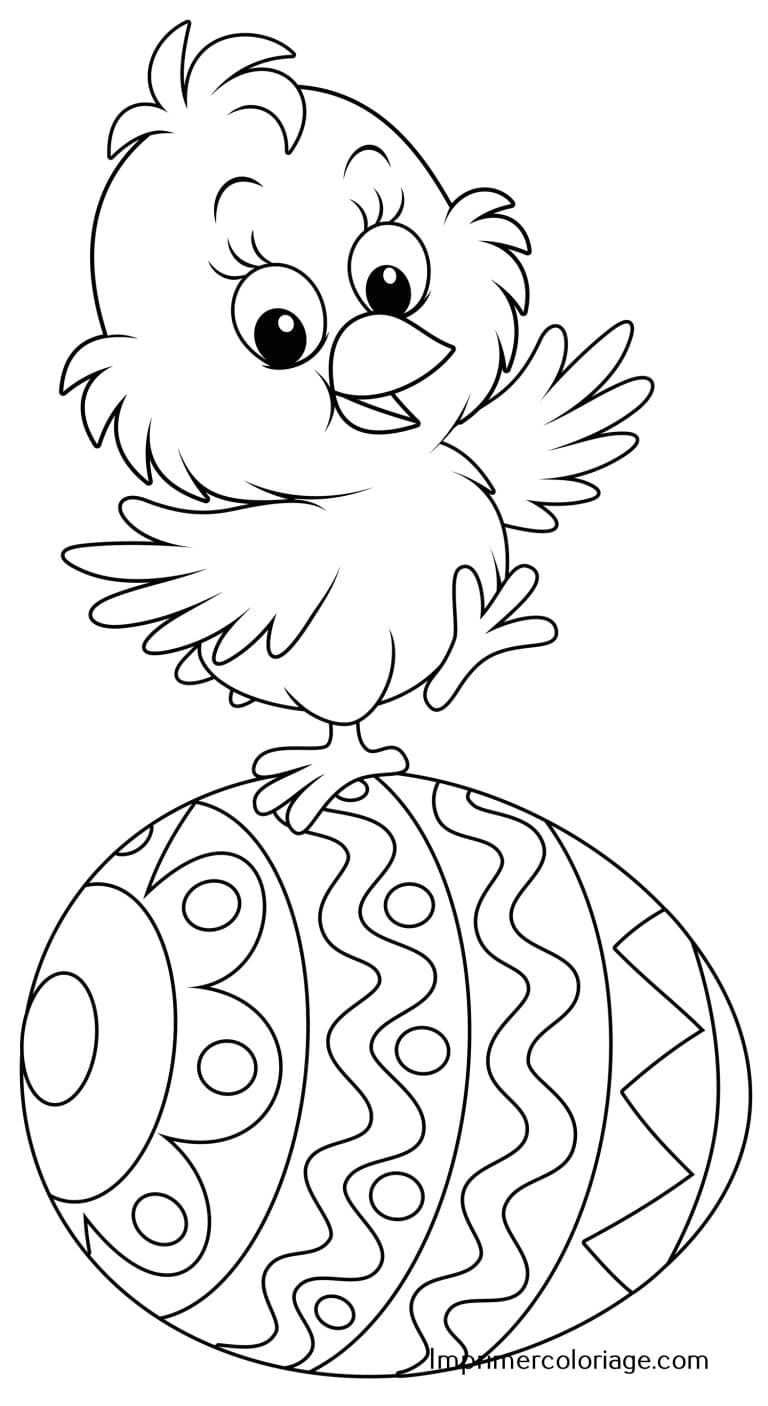 Coloriage de poule et oeuf de P&acirc;ques | A imprimer gratuitement