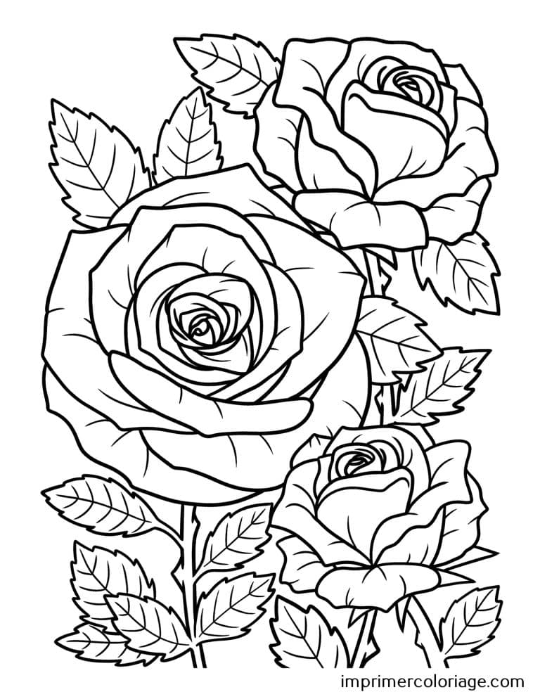 Coloriage de rose St Valentin adulte Rose adulte de St Valentin à imprimer et colorier