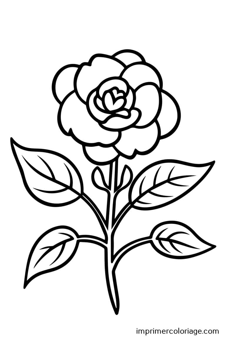 Coloriage de rose St Valentin simple Rose de St Valentin à imprimer et colorier simple