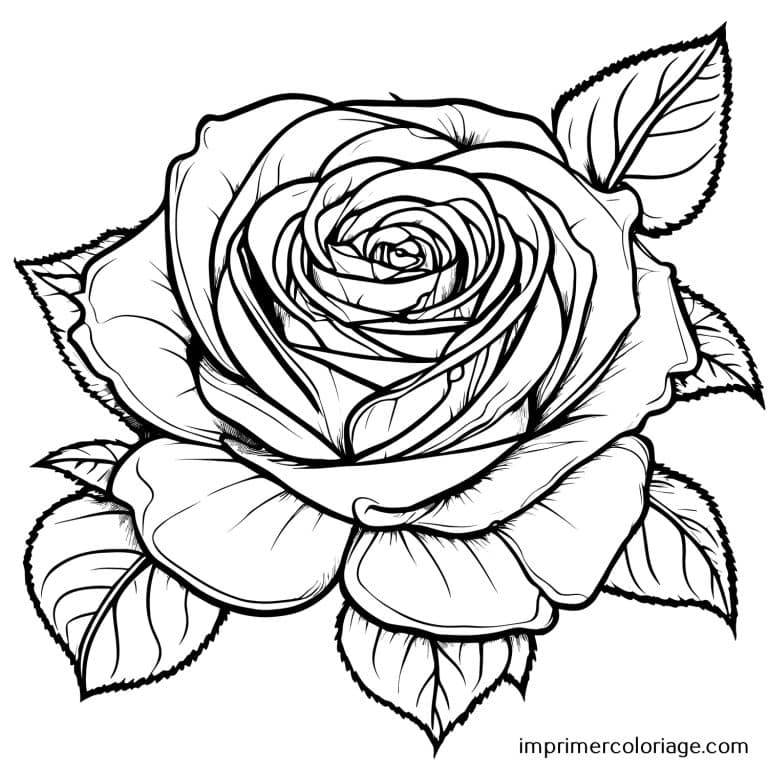 Coloriage de rose St Valentin Difficile Rose de St Valentin à imprimer et colorier Difficile