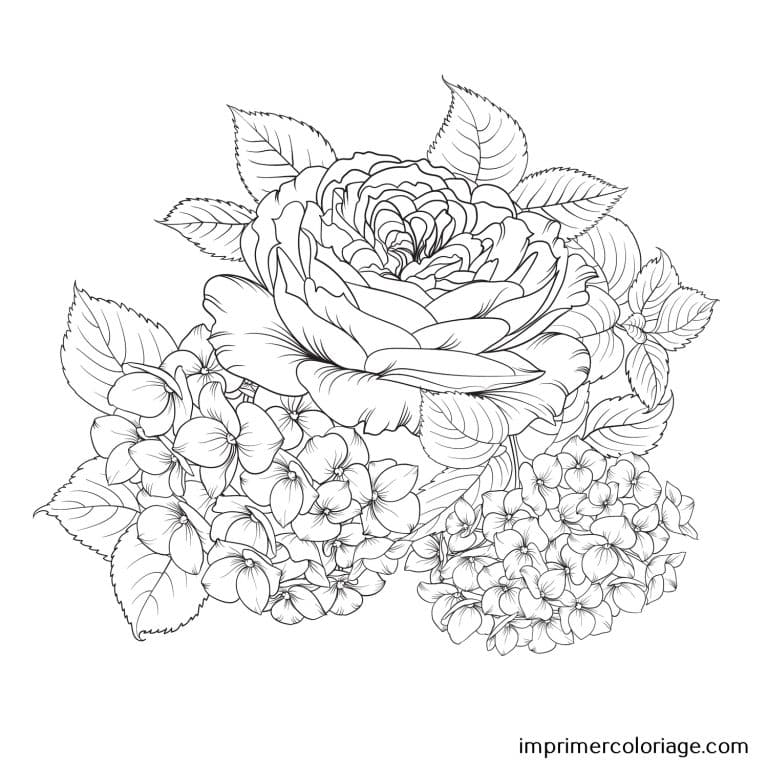 Coloriage de belle rose St Valentin belle Rose de St Valentin à imprimer et colorier