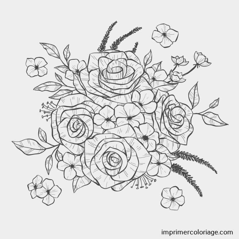 Super Coloriage de rose St Valentin Super Rose de St Valentin à imprimer et colorier