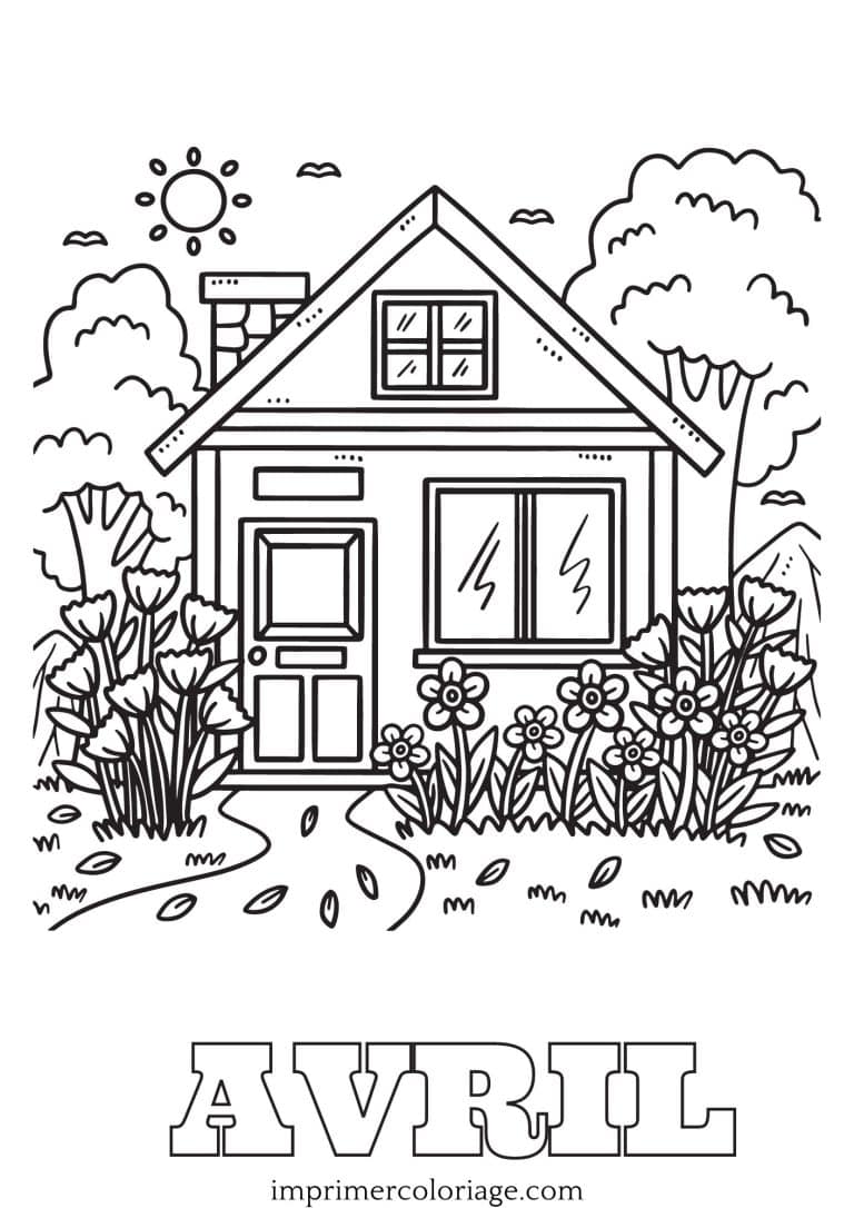 Coloriage maison avril Coloriage maison avril gratuit à imprimer