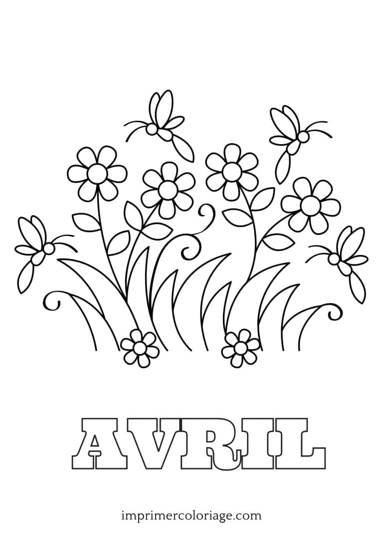 Coloriage jolie fleur avril Coloriage jolie fleur avril gratuit à imprimer