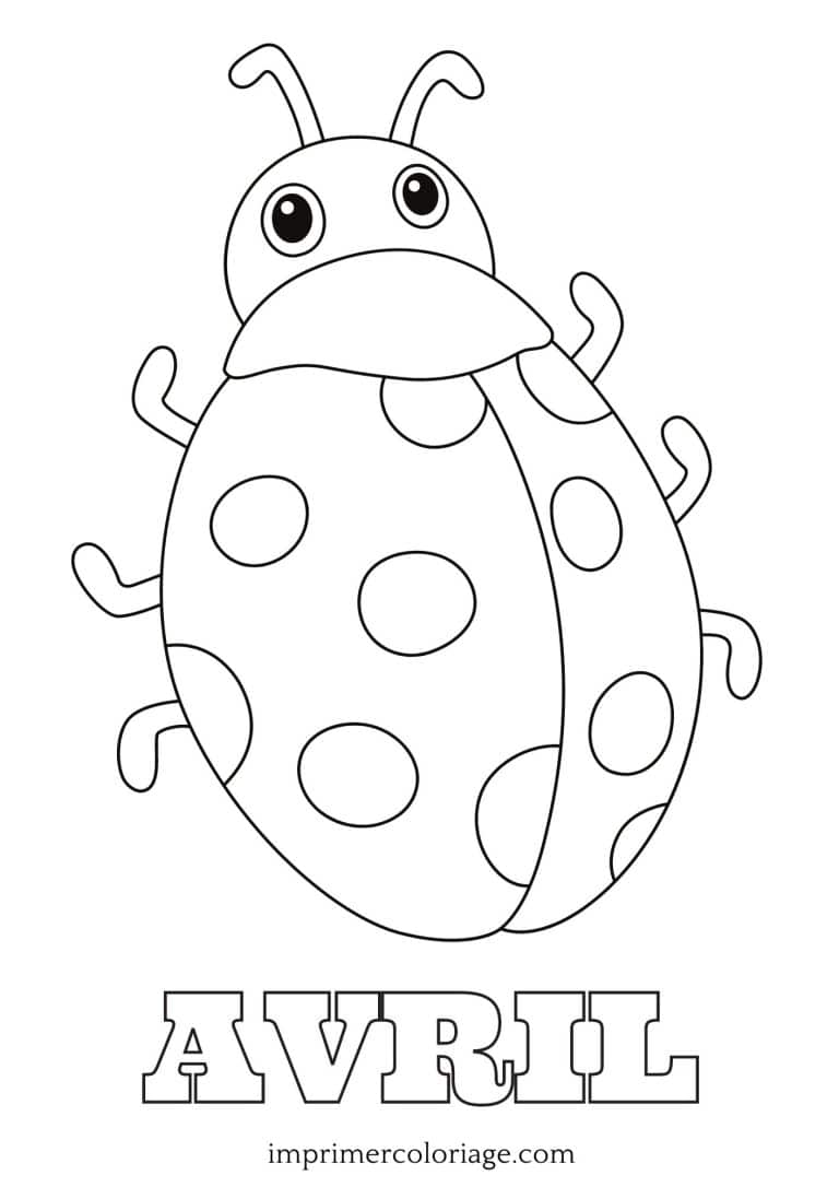 Coloriage coccinelle facile avril Coloriage coccinelle facile avril gratuit à imprimer