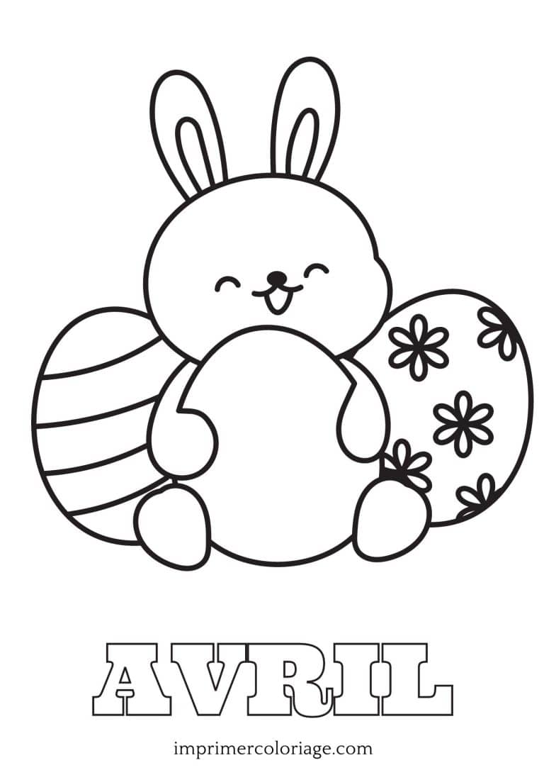 Coloriage lapin de paques avril Coloriage lapin de paques avril gratuit à imprimer