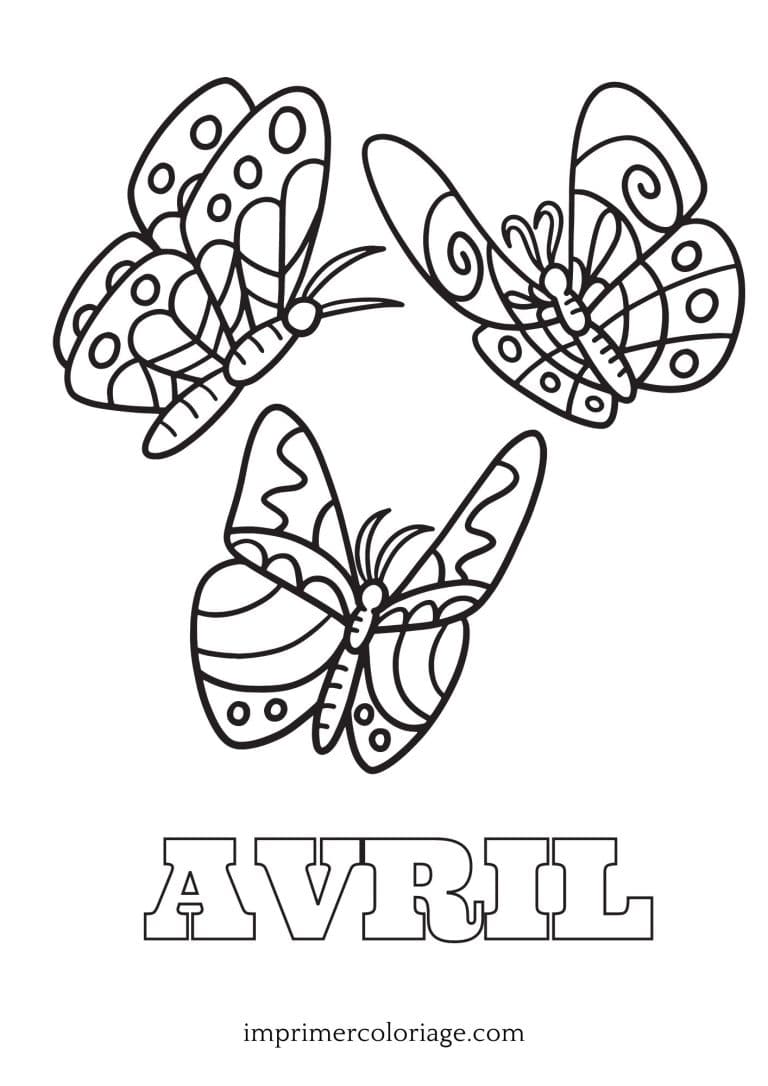 Coloriage papillon avril Coloriage papillon avril gratuit à imprimer
