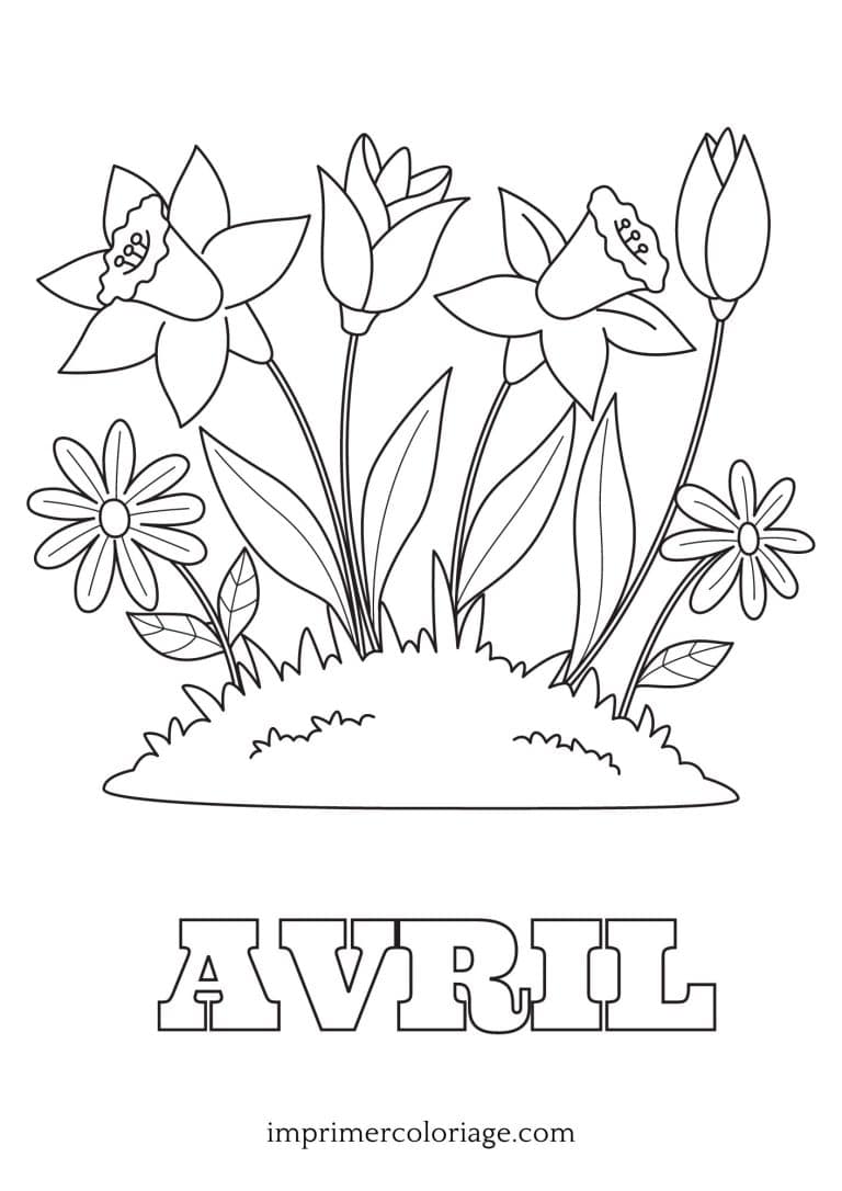 Coloriage fleurs avril Coloriage fleurs avril gratuit à imprimer