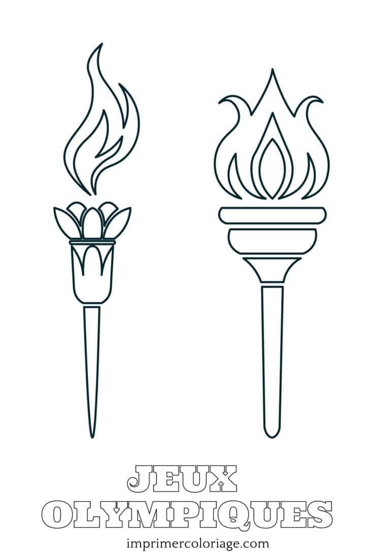 : Coloriage flamme olympique édition vintage à imprimer Coloriage flamme olympique avec un design rétro à imprimer
