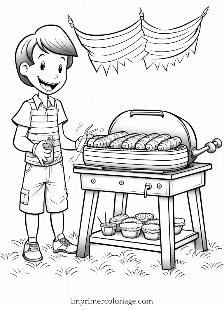 Coloriage de merguez barbecue - dessin gratuit &agrave; imprimer