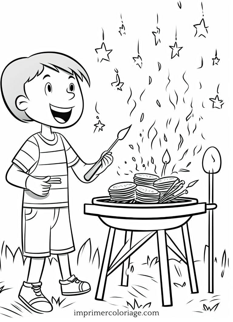 Coloriage de flamme de barbecue - dessin gratuit &agrave; imprimer