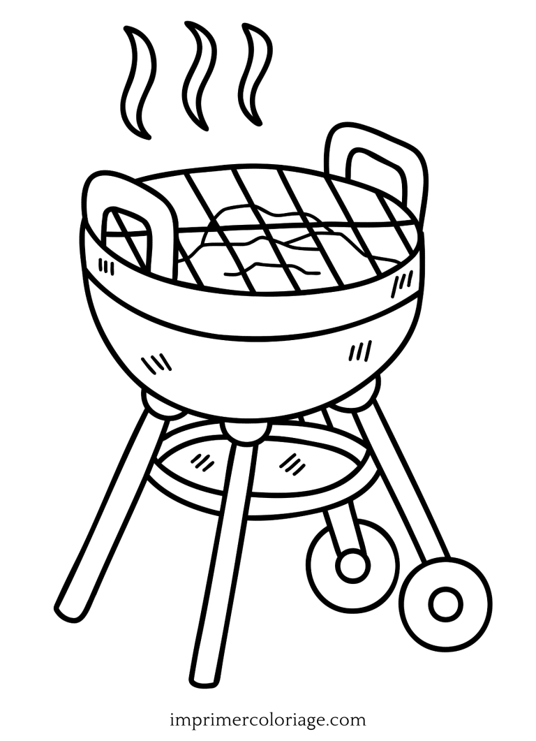 Coloriage de barbecue facile - dessin gratuit &agrave; imprimer