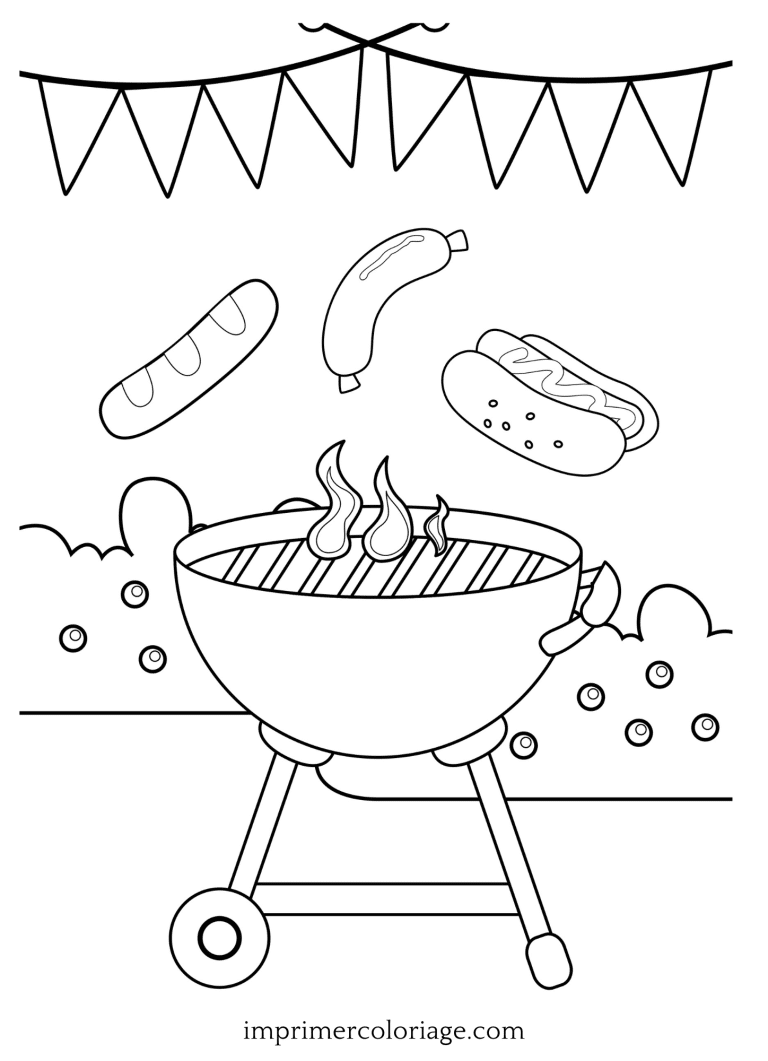 Coloriage de saucisse barbecue - dessin gratuit &agrave; imprimer