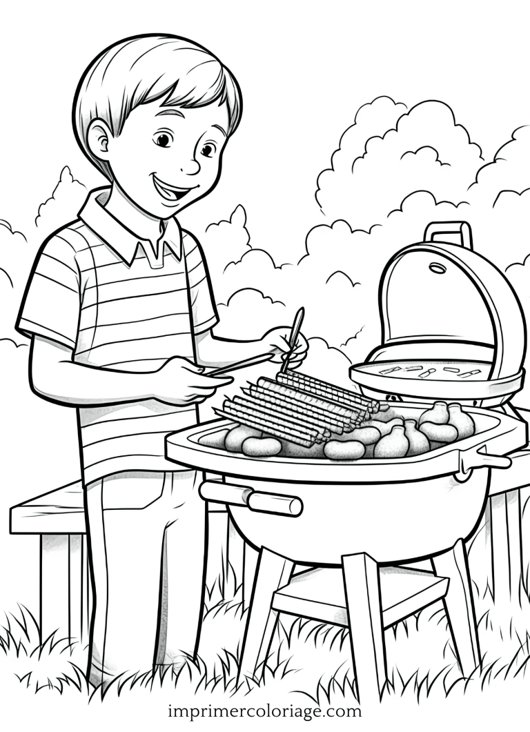 Coloriage de barbecue enfant - dessin gratuit &agrave; imprimer