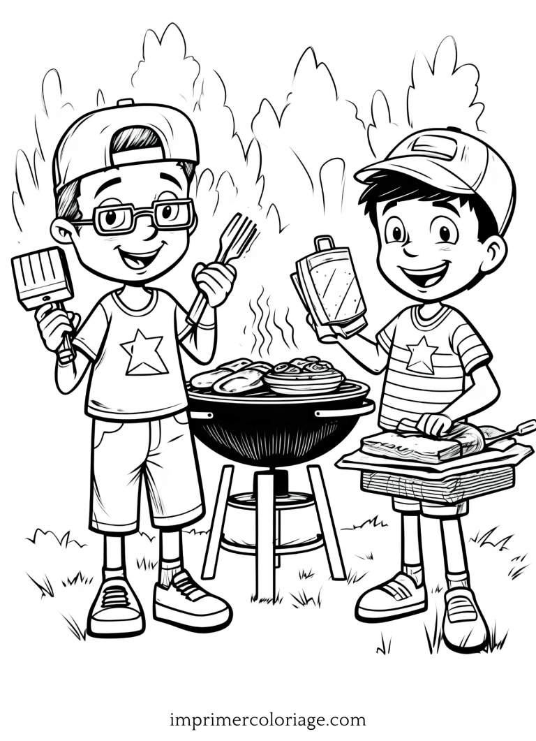 Coloriage de grillade au barbecue - dessin gratuit &agrave; imprimer