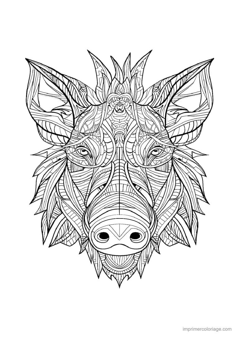 coloriage cochon mandala 01 - dessin gratuit &agrave; imprimer