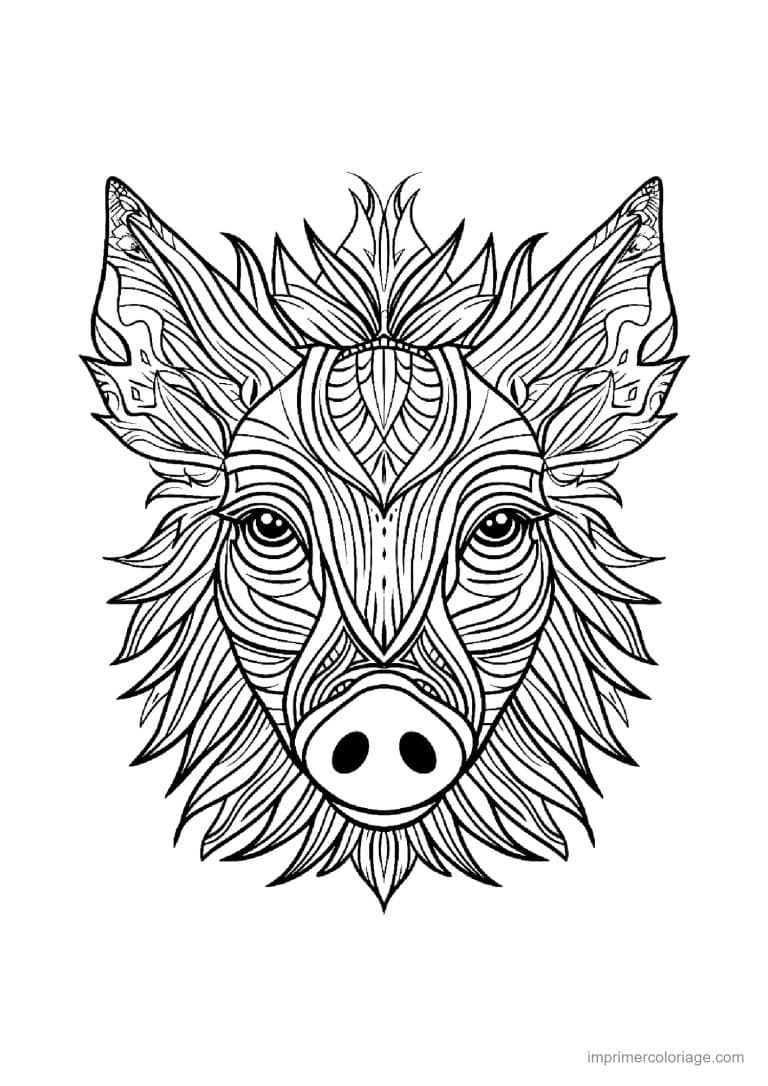 coloriage cochon mandala 04 - dessin gratuit &agrave; imprimer