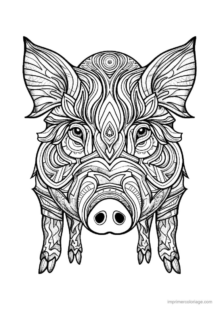 coloriage cochon mandala 14 - dessin gratuit &agrave; imprimer