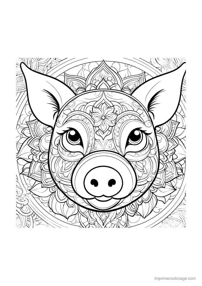 coloriage cochon mandala 17 - dessin gratuit &agrave; imprimer