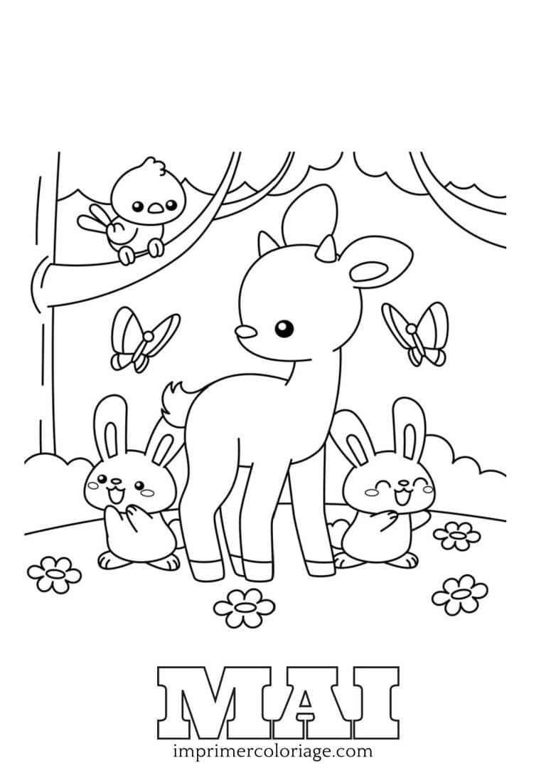 Coloriage de nature et animaux mois de mai - dessin gratuit &agrave; imprimer