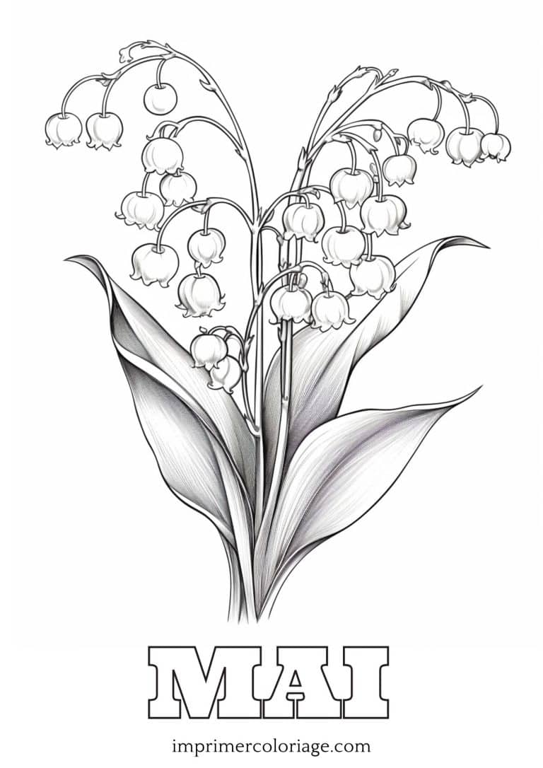 Coloriage de muguet du mois de mai | dessin gratuit &agrave; imprimer