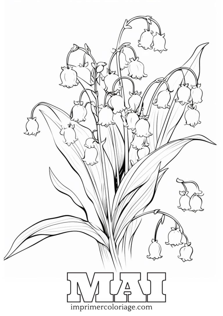 Coloriage muguet du mois de mai | dessin gratuit &agrave; imprimer
