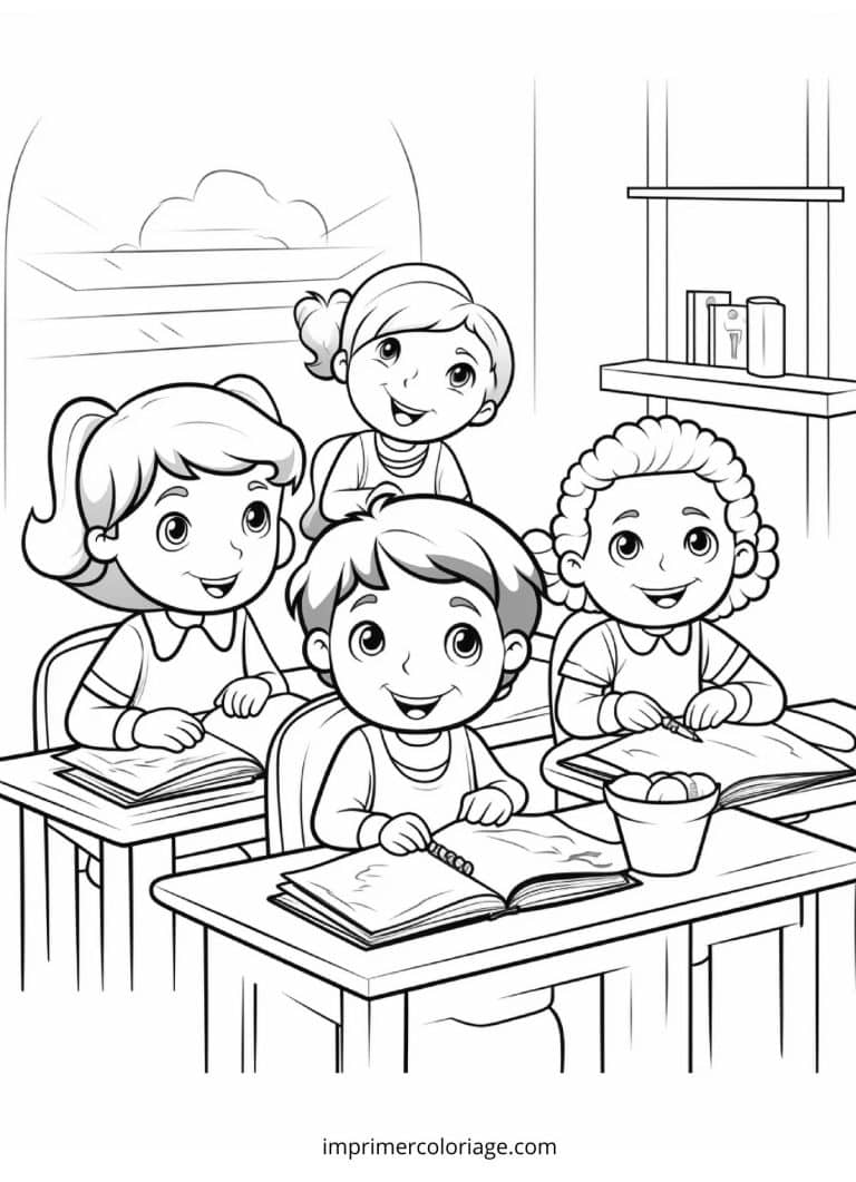 Coloriage bonne rentr&eacute;e scolaire | Dessin gratuit &agrave; imprimer
