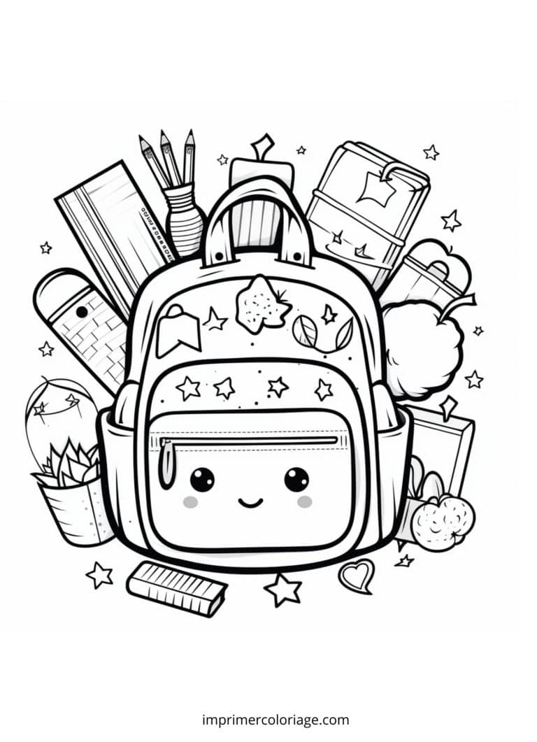 Coloriage rentr&eacute;e scolaire maternelle PS | Dessin gratuit &agrave; imprimer